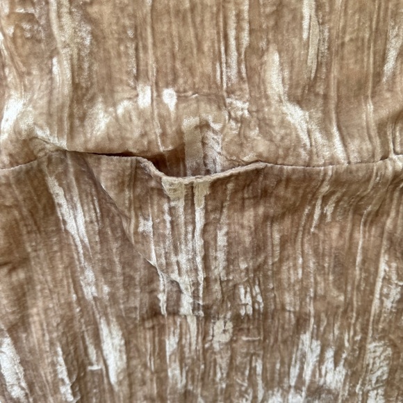 Anthropologie Floreat Crinkled Velvet Tunic Shift Dress Tan Neutral Sheen Sz S - Picture 10 of 16